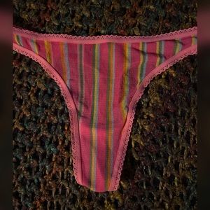 Vintage Victoria’s Secret PINK Mesh Stripe Thong Panties